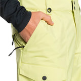 Quiksilver Utility Shell Pant 2025 - A pair of khaki-colored snow pants with a zippered pocket on the thigh and adjustable Velcro straps at the waist.