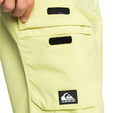 Quiksilver Utility Shell Pant 2025 - A pair of khaki-colored pants with two black Velcro straps on the waistband.
