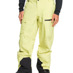 Quiksilver Utility Shell Pant 2025 - A pair of khaki-colored snow pants with a black stripe on the side and two zippered pockets.