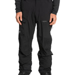 Quiksilver Utility Shell Pant 2025 - Black snow pants with a zippered pocket on the thigh and adjustable Velcro straps at the ankles.