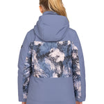 Roxy Junior Girls' Dawnrae Parka 2025 - A blue and white parka with a hood, featuring a snowflake pattern on the back.
