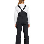 Roxy Junior Girls' Non Stop Insulated Bib 2025 - A black bib with a white logo on the left leg and a small pocket on the right side.