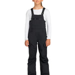 Roxy Junior Girls' Non Stop Insulated Bib - A black bib with a white logo on the left leg and a small pocket on the right side.