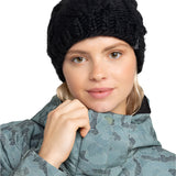 Roxy Women's Winter Beanie 2025 - A black beanie with a small gray tag on the side.