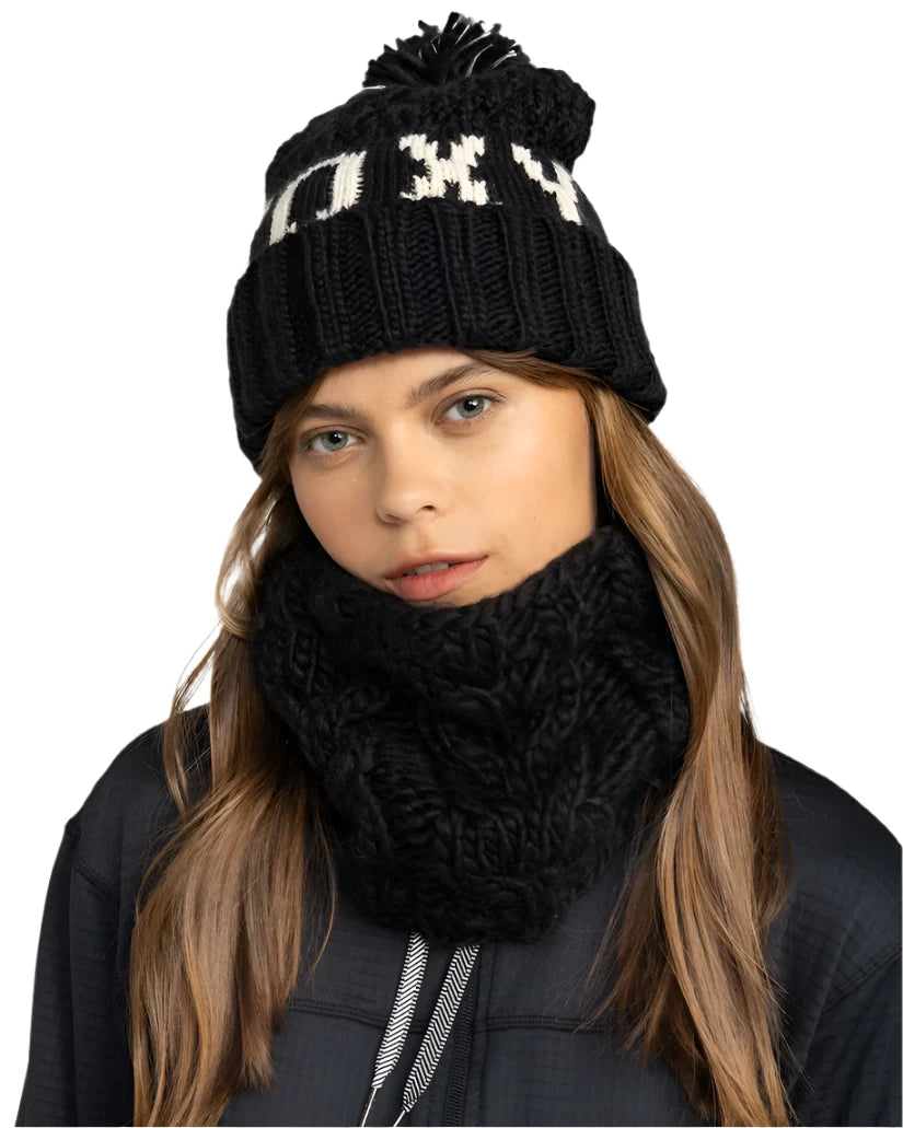Roxy Women's Tonic Beanie 2025 - Black beanie with white logo on front.