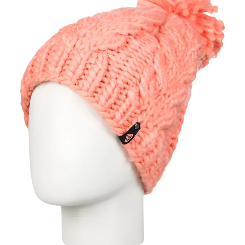 Roxy Women's Winter Beanie 2025 - A light pink beanie with a pom-pom on top.