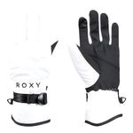 Roxy Women's Jetty Solid Glove 2025 - A white glove with a black strap and buckle on the wrist.