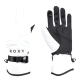 Roxy Women's Jetty Solid Glove 2025 - A white glove with a black strap and buckle on the wrist.