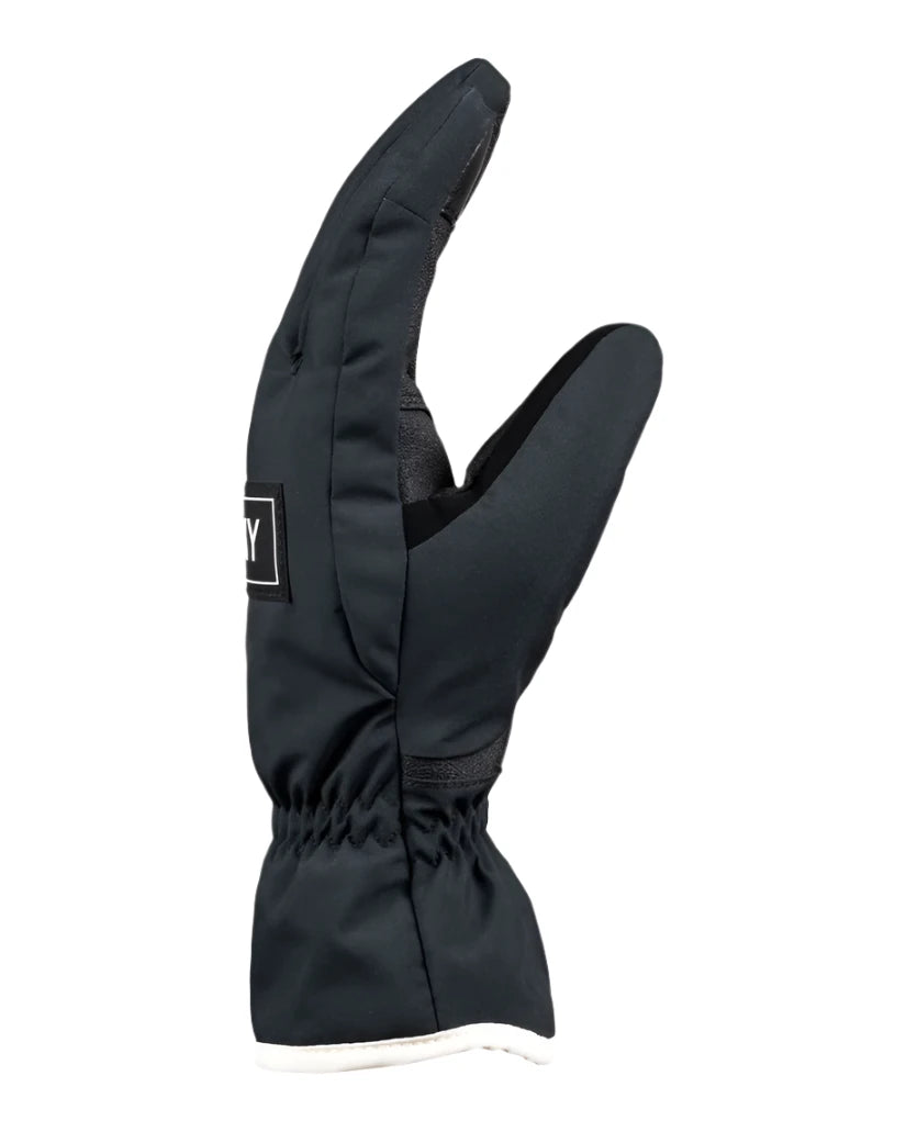 Roxy Women's Freshfield Glove 2025 - A black glove with a white logo on the wrist strap and a textured palm.