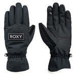 Roxy Women's Freshfield Glove - A pair of black gloves with a white logo on the back of one glove that reads "ROXY" in bold, block letters.