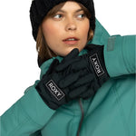 Roxy Women's Freshfield Glove 2025 - A pair of black gloves with a white logo on the wrist cuff.