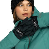 Roxy Women's Freshfield Glove 2025 - A pair of black gloves with a white logo on the wrist cuff.