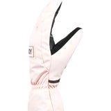 Roxy Women's Freshfield Glove 2025 - A light pink glove with a black strap and white stitching on the wrist.