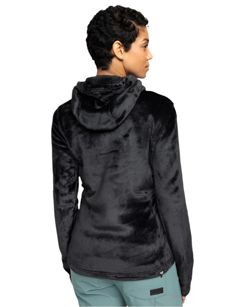 Roxy Women's Jetty 3 In 1 Jacket - A black jacket with a fur-lined hood and zippered pockets.