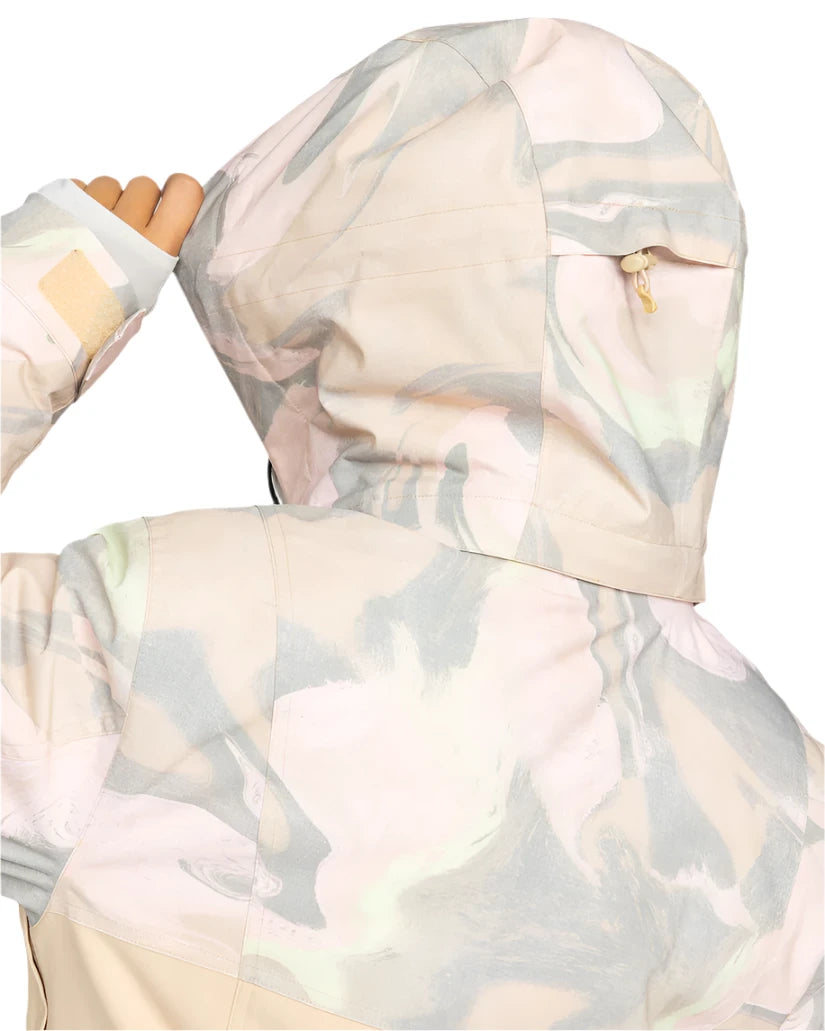 Roxy Women's Dawnrae Parka Jacket 2025 - A pastel pink parka jacket with a hood and zip closure.