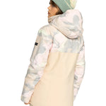 Roxy Women's Dawnrae Parka Jacket 2025 - A pastel-colored parka jacket with a hood and zippered pockets, featuring a subtle floral pattern on the upper portion.
