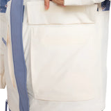 Roxy Women's Chloe Kim Parka Jacket 2025 - A cream-colored parka jacket with a blue floral pattern on the inside lining.