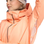 Roxy Women's Meade Insulated Jacket - A peach-colored jacket with a black zipper and a gray lining visible inside the collar.