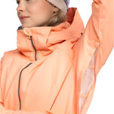 Roxy Women's Meade Insulated Jacket - A peach-colored jacket with a black zipper and a gray lining visible inside the collar.