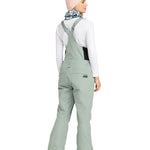 Roxy Women's Rideout Insulated Bib Pant 2025 - A pair of light gray snow pants with a black waistband and belt loops.