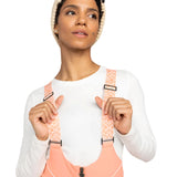 Roxy Women's Summit Bib Shell Pant 2025 - A pair of bib shell snow pants in a light blue color with white accents and a subtle pattern on the straps.