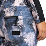 Roxy Women's Nadia Print Insulated Pant 2025 - A blue and white abstract print pant with a black zipper on the back pocket.