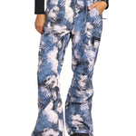 Roxy Women's Nadia Print Insulated Pant 2025 - A pair of blue and white snow pants with a palm tree print design.