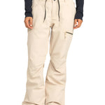 Roxy Women's Nadia Insulated Pant 2025 - Beige snow pants with zippered pockets and a black drawstring at the waist.