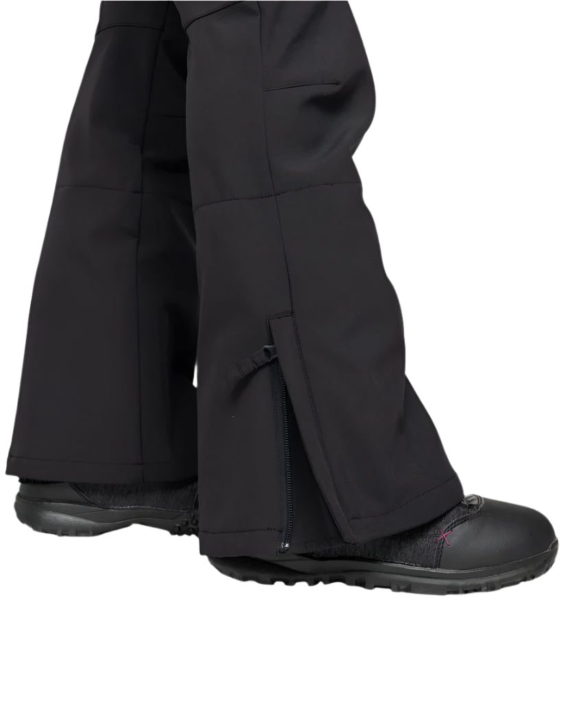 Roxy Women's Rising High Pant Short 2025 - Black snow pants with a zippered pocket on the side of one leg.