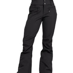 Roxy Women's Rising High Pant Short 2025 - Black snow pants with zippered pockets and adjustable waistband.