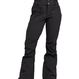 Roxy Women's Rising High Pant Short 2025 - Black snow pants with zippered pockets and adjustable waistband.