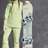 Roxy Women's Diversion Insulated Pant 2025 - Light green snow pants with quilted pattern and zippered pockets.