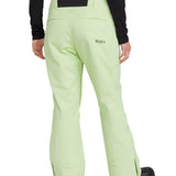 Roxy Women's Diversion Insulated Pant 2025 - A pair of light green snow pants with a black waistband and belt loops.