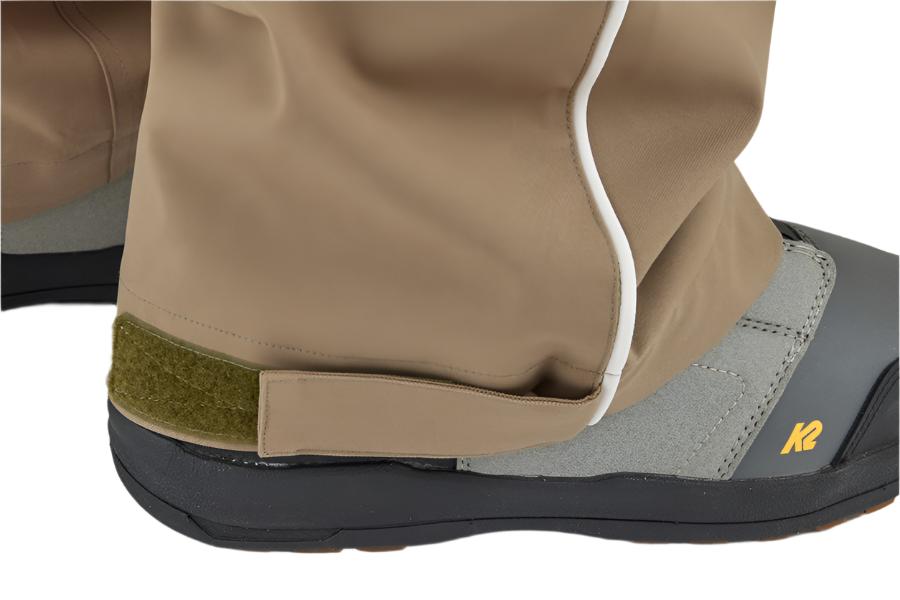 Airblaster Women's Every Body Insulated Bib 2025 - A tan bib with a white zipper and black accents on the waistband.