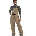 Airblaster Women's Every Body Insulated Bib 2025 - Black bib with white snowflake pattern and black zipper on front.