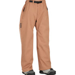Airblaster Women's Every Body Shell Pant 2025 - A tan-colored shell pant with a black belt loop on the right side and a zippered pocket on the left thigh.