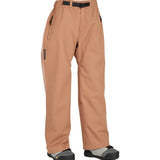 Airblaster Women's Every Body Shell Pant 2025 - A tan-colored shell pant with a black belt loop on the right side and a zippered pocket on the left thigh.