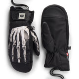 686 Primer mitts, black with white skeleton hand graphic and cinched wrist