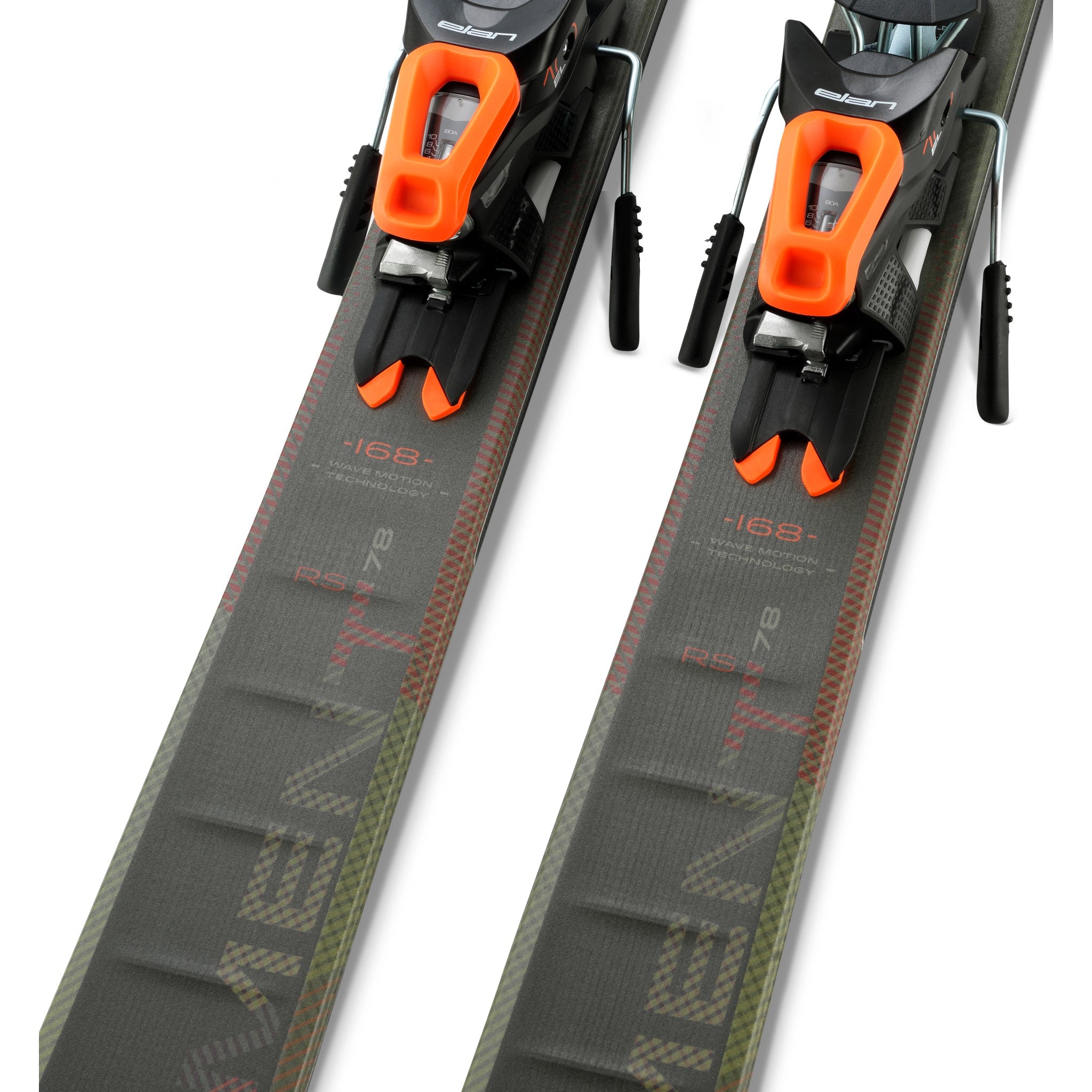 Elan Element 78 System Skis with EL 10.0 Bindings - Black skis with red and white lettering, featuring a black binding system.