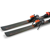 Elan Element 78 System Skis with EL 10.0 Bindings - Black skis with red and white lettering, featuring black bindings with orange accents.