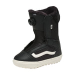 Vans Women's Encore Linerless Snowboard Boot 2025 - Black snowboard boot with white logo on side and black strap across top.