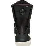 Vans Women's Encore Linerless Snowboard Boot 2025 - Black snowboard boot with white accents and a round black BOA dial on top.