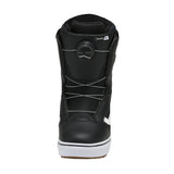 Vans Women's Encore OG Snowboard Boot 2025 - A black snowboard boot with a white stripe on the side and a round BOA dial at the top.