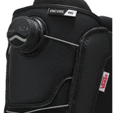 Vans Women's Encore OG Snowboard Boot 2025 - Black snowboard boot with a round, black BOA dial on the side.