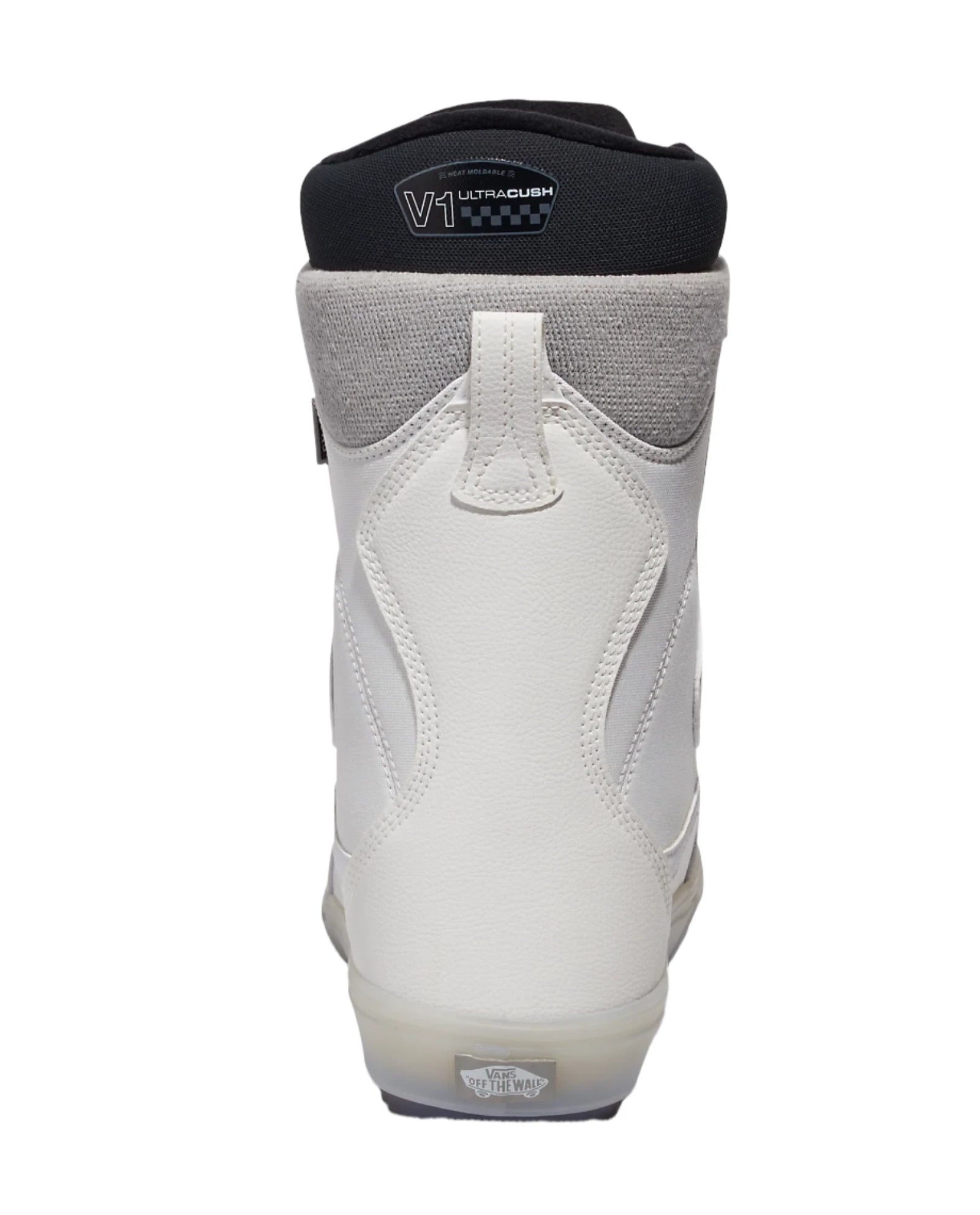 Vans Women's Encore OG Snowboard Boot 2025 - A white snowboard boot with a black strap and buckle on the side.