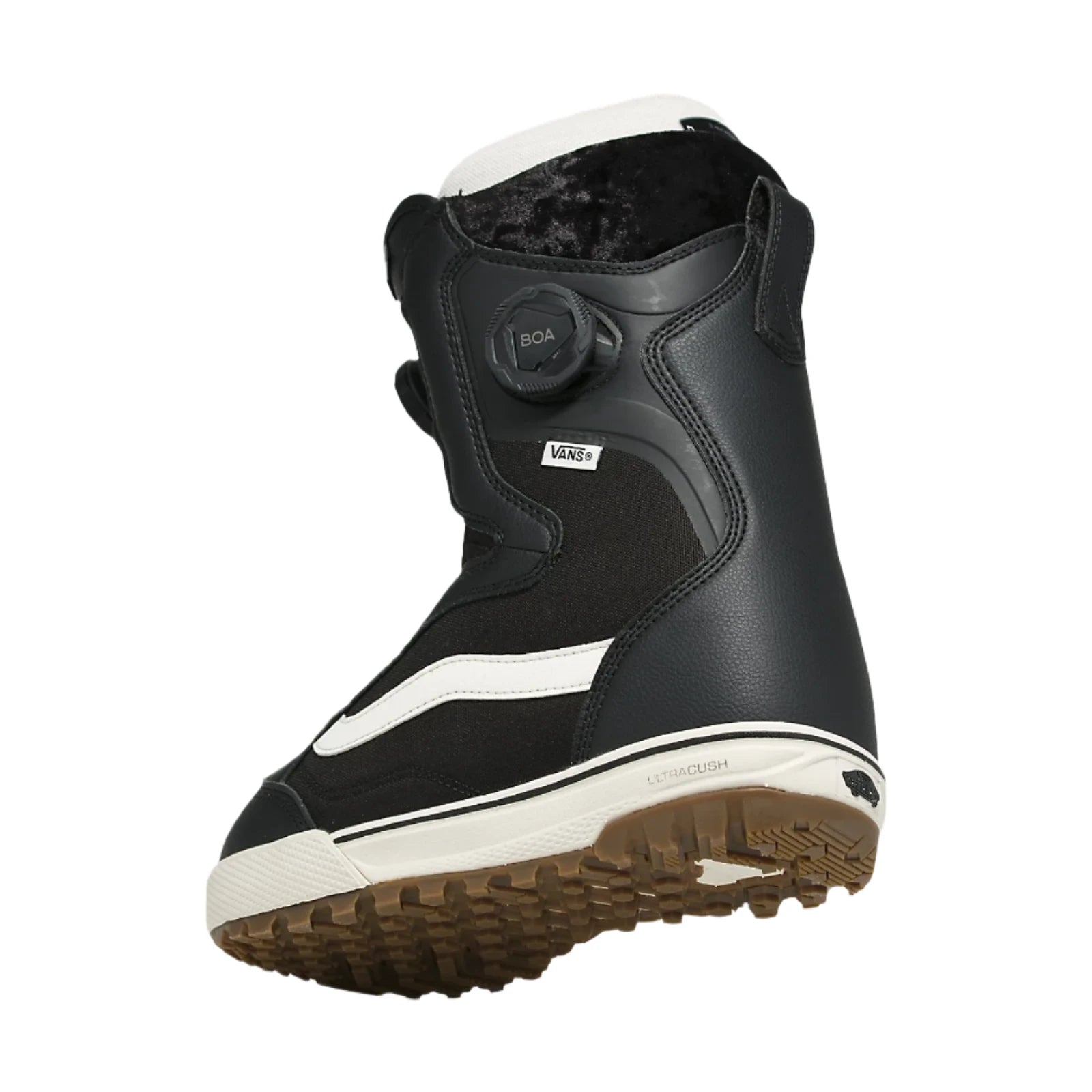 Vans Women's Encore Pro Snowboard Boot 2025 - Black snowboard boot with white accents and a textured sole.