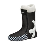Vans Women's Encore Pro Snowboard Boot 2025 - A black snowboard boot with a white logo on the side and a checkered pattern on the toe.