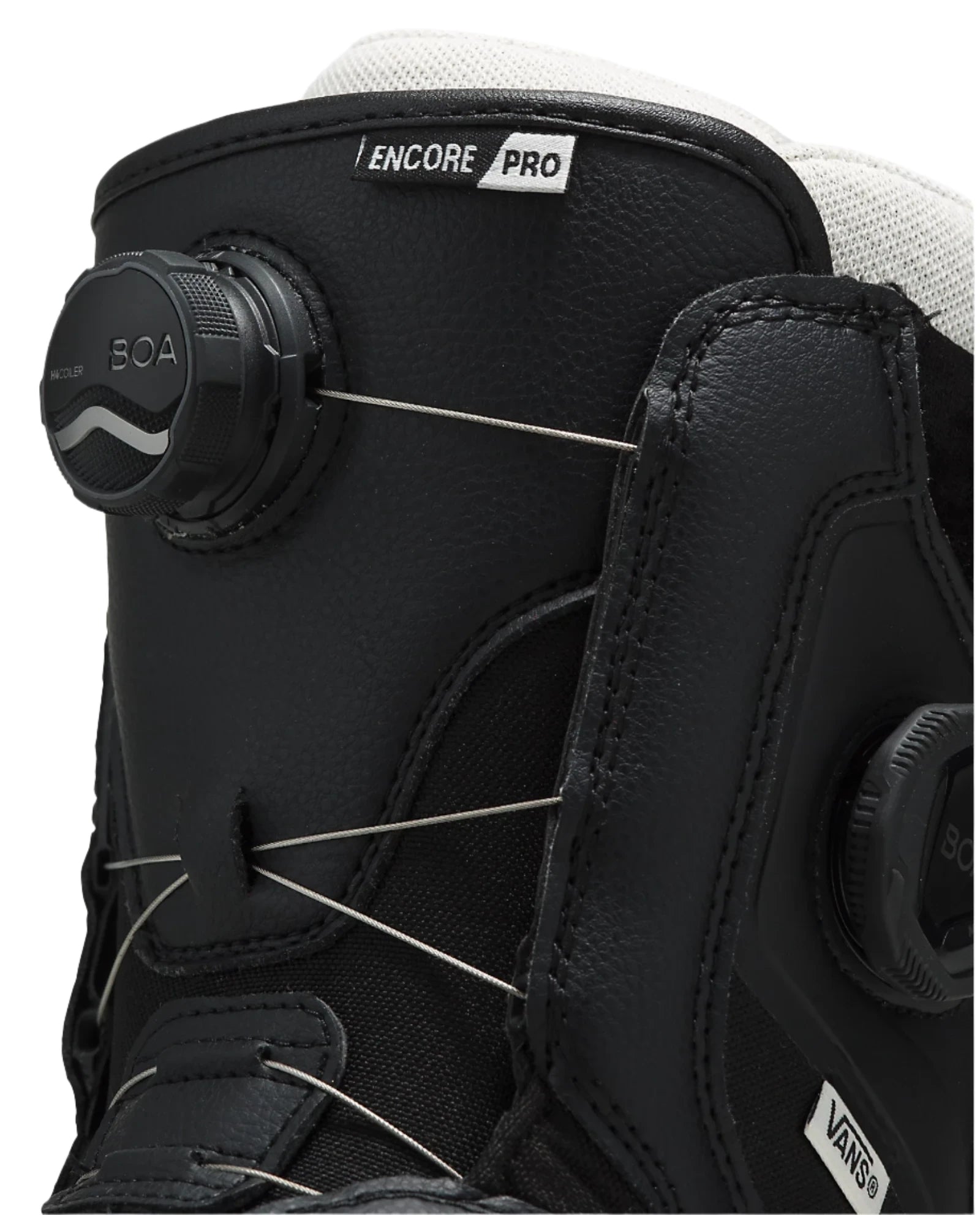 Vans Women's Encore Pro Snowboard Boot 2025 - Black snowboard boot with a textured pattern on the toe and heel areas.