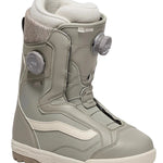 Vans Women's Encore Pro Snowboard Boot 2025 - A gray snowboard boot with a white sole and laces, featuring two silver buckles on the side.