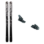 USED - Rossignol Black Ops Escaper with AM 12 Bindings - A pair of skis and bindings, featuring a black base with white marbling.